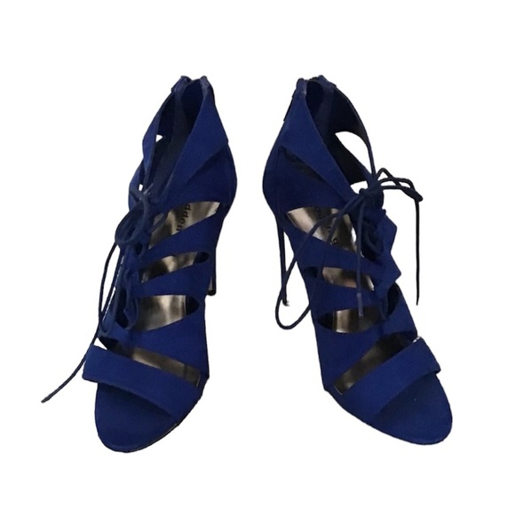 Madden girl cobalt blue, opened toed 4inch stiletto heels. Zipper in the back. - Picture 1 of 8